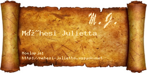 Méhesi Julietta névjegykártya